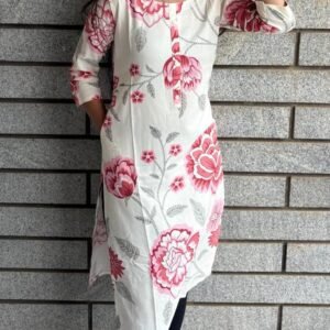 Elegant Floral Printed Straight Kurti for Women