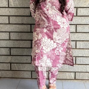 Elegant Floral Printed Cotton Kurta Set for Women (Kurta + Pant)