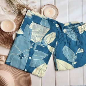 Stylish Floral Printed Cotton Night Suit for Women | Soft & Comfortable Shirt and Shorts Set